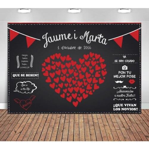 Custom Photocall Economico Bodas Red Heart Backdrops High Quality Computer Print Wedding Photography Studio Background