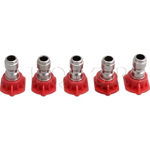 5x BQLZR Stainless Steel Plastic 0 Degree 1/4" Quick Connect Pressure Washer Spray Nozzles Tips 1.0/1.2/1.4/1.6/2.0mm Hole Dia