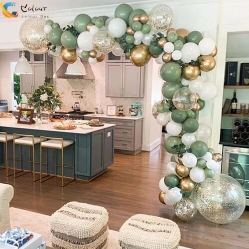 119pcs Olive/Bean/Sage green balloon garland arch Kit Jungle Safari Party Supplies Wedding Birthday Party Decoration Helium Ball