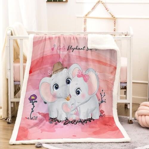 India Patterned Elephant Family Decoration Woolen Blanket Adult Children Bed Sofa Exquisite Soft Flannel Sherpa Travel Blanket