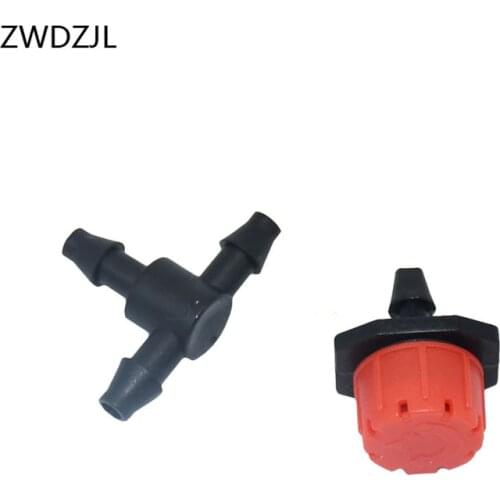 Irrigation dripper 8 holes red Adjustable Sprinkler 1/4tee Barb Connector Fog Connector 4/7 Hose Adapter watering 30set