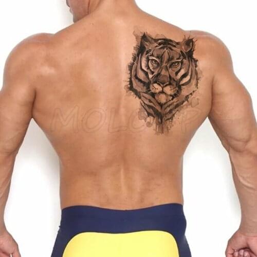 Fake tattoo waterproof temporary tiger head big cat animal tatoo sticker body art flash tatto for kid boy man girl woman