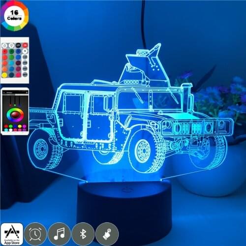 Cool 3D Neion Desk Lamp for Kids Room Armored Motor Car LED Night Light RGB Color Bluetooth Base Nightlight Child Surprise Gift
