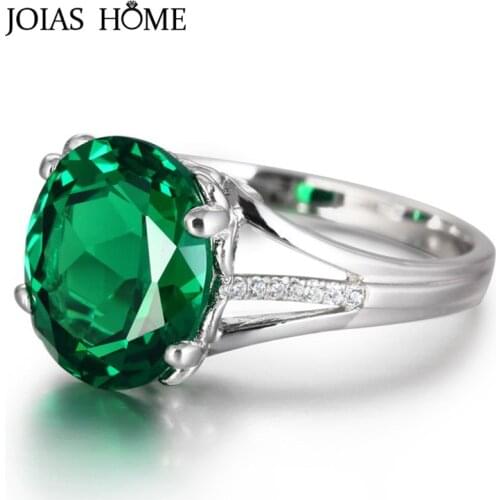 JoiasHome 925 sterling silver female ring Korean emerald colorful gem inlaid goose egg gem fashion wild ring dinner accessory