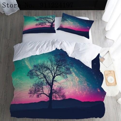 Beautiful Scenery Duvet Cover Trees Sea Comforter Bedding Set 2/3pcs Quilt Cover Single Double Queen King Size Home Textiles