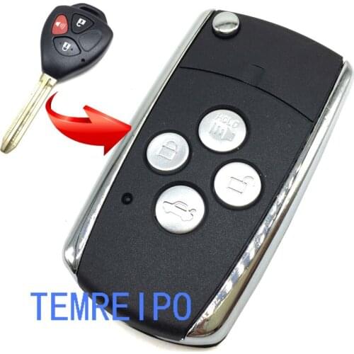 4 button folding remote key shell For Toyota Camry Modified Flip with sticker