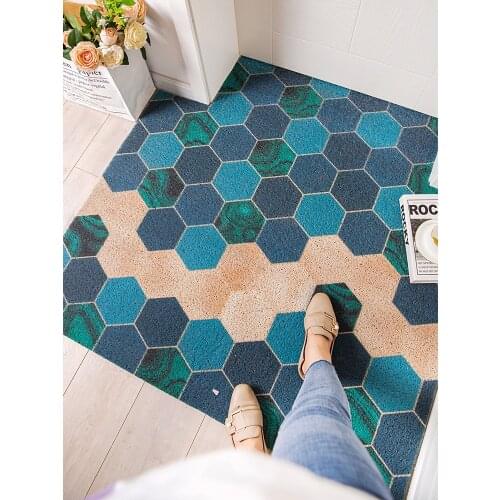 Entrance Door Mat Diamond Check Durable Heavy Duty Front Outdoor Rug Non-Slip Welcome Doormat for Entry Patio Low-Profile Rugs