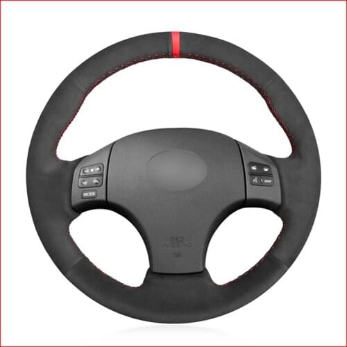 Red MARKER Black Suede Car Steering Wheel Cover for Lexus IS IS250 IS250C IS300 IS300C IS350 IS350C F SPORT 2005