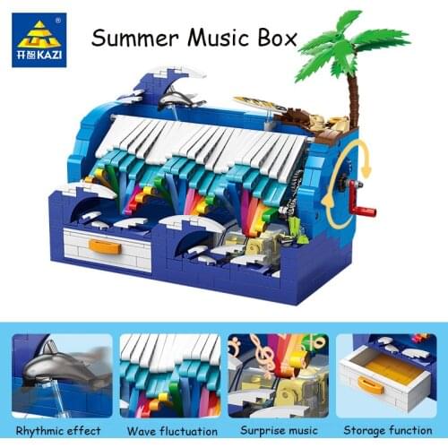 New MOC 818PCS Summer Music Box Model Building Block Creative Collection Bricks Sets DIY Childrfen KIds Toys Gifts