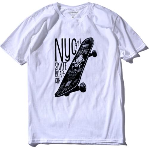 COOLMIND SK0116A 100% cotton o-neck skateboard print men T shirt casual short sleeve tshirt cool summer loose T-shirt pthd