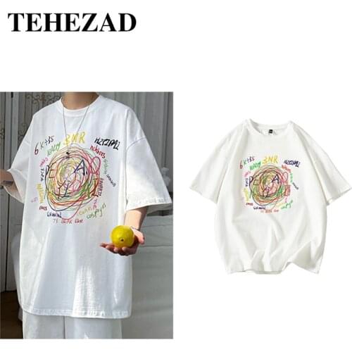 Mens Short-Sleeved T-Shirt 2021 Youth Harajuku Street Hip-Hop Style Casual Womens Short-Sleeved T-Shirt Plus Size Couple Suit