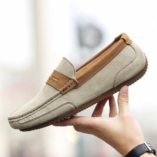 New Genuine Leather Men Loafers Handmade Casual Hollow Out Shoes Man Moccasins Men Split Leather Flat Shoes