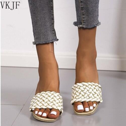 Slides Women High Heels Mules Pumps Individual Weave Leisure Office Ladies Prom Slippers Womens Shoes