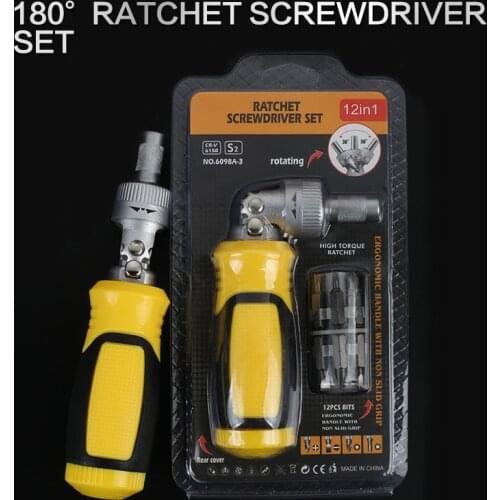 Multifunctional Ratchet Wheel Magnetic Screwdriver Set Kit 0-180 Degreee 12PCS DIY Tool Precision Screwdriver