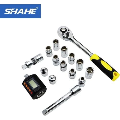 SHAHE Multifunctional Wrench Socket set Digital Torque Meter 1/2'' Ratchet Drive Socket Set Wrench Tool Kit Bicycle Repair Tools