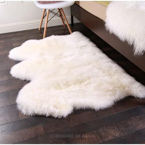 Genuine sheepskin fur area rug 3P 100*150 cm shaggy sheep fur floor mat sheep skin seat cushion sofa cover blanket