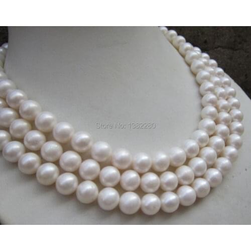 New hot!10-11mm White pearl long necklace 54 inch 3 piece/lot DIY handmade women Beautiful jewelry making design
