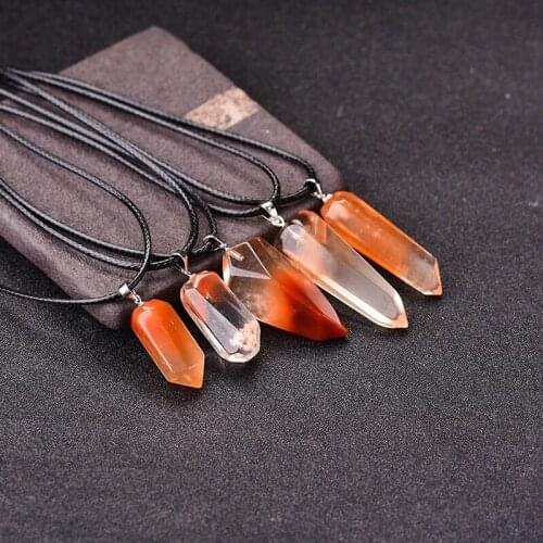 Genuine Natural Red Crystal Pendant 30-20mm wand poin Shape Women Men Fashion Jewelry Necklace AAAAA