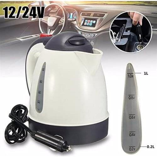 12V 24V Vehicle Truck 1000ml Kettle Hot Water Boiled Heater for Tea Coffee Stainless Steel Large Capacity