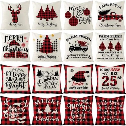 Christmas Cushion Cover 45x45 Cotton Linen Pillow Covers Decorative Sofa Cushions Throw Pillows Home Decor Pillowcases nordic