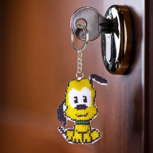 Dog Monkey Bead Cross Stitch Needlework Kit Embroidery Cloth Color Threads Tools Kit DIY Stamped Bag Decoration Keychain