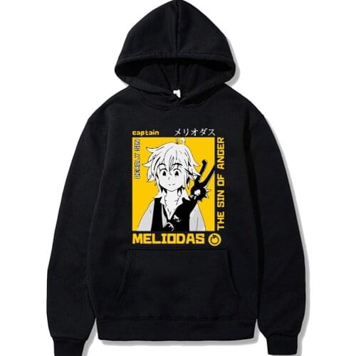 Japanese Anime Manga Seven Deadly Sins Meliodas Hoodies Men Streetwear Dragons Sin of Wrath Long Sleeved Tops hoodie sweatshirt