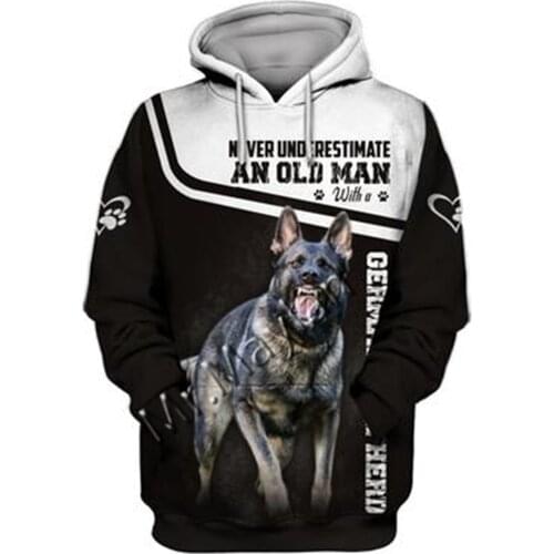 Unisex 3D German Shepherd Graphic Hoodie Harajuku Hoodie Alt Clothing Animal Crossing Streetwear Oversized Hoodie Pullover QW-77