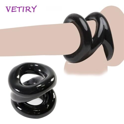VETIRY Male Scrotal Binding Ring Elastic Penis Enlargement Soft Cock Ring Delay Ejaculation Penis Ring Sex Toys for Men