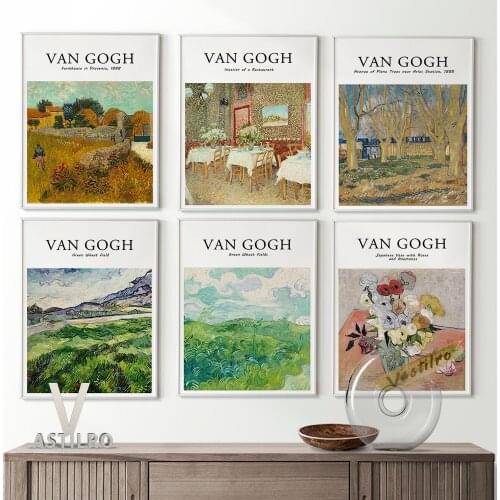 Vincent Van Gogh Vintage Print Art Landscape Poster Impressionism Exhibition Museum Canvas Painting Living Room Home Decor Gift