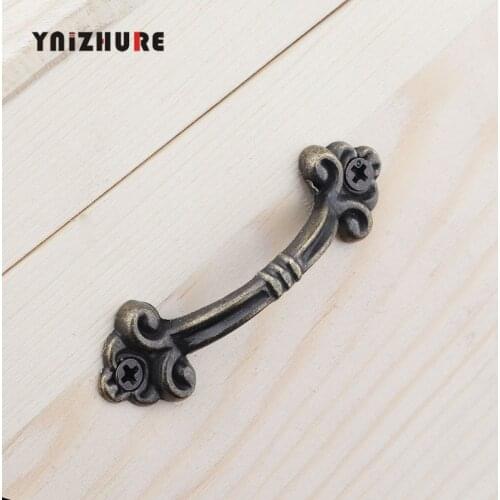 YNIZHURE Antique Bronze Handle Cabinet Pulls Handles Knobs Pendants Flowers Drawer Wooden Jewelry Box Furniture Hardware