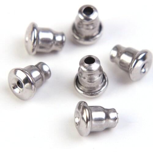 100Pcs 5mm Stainless Steel Earnuts Bullet Clutches Earring Safety Backs Stopper Replacement Earring Back Jewelry Making Findings
