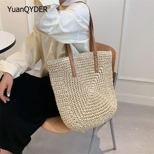 Large-capacity Design Women Straw Bags 2021 Summer New Style Womens Beach Bag Fashion Casual Ladies Shoulder Bag Bolsa Feminina