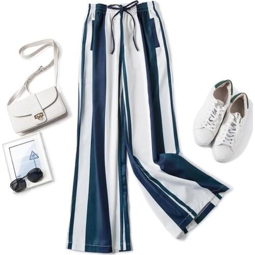 2020 Women Fashion Stripe Loose Pants Ladies Fashion Casual Summer Autumn Streetwear Trousers Female Straight Sagging Pants