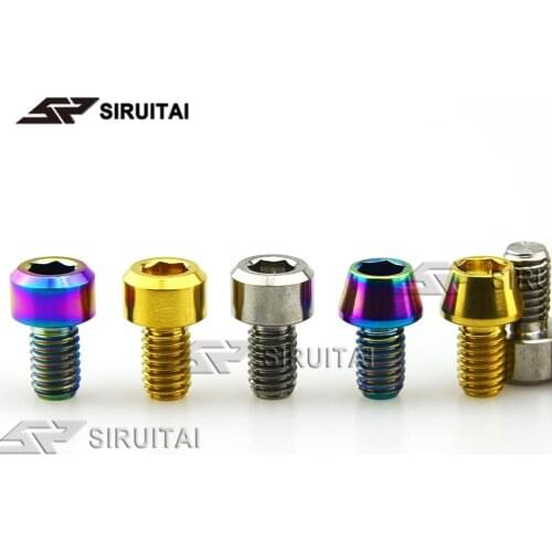 2pcs/4pcs Titanium Alloy Screw M6x10mm Cylindrical Head Conical Head Bicycle Brake Line Fixed Screw