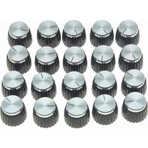 20Pcs Guitar AMP Amplifier Push on Fit Knobs Aluminum Cap Top Fits 6Mm Diameter Pots Marshall Amplifiers
