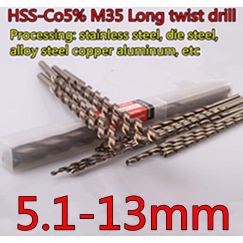 5.1mm-13mm TAILI HSS-CO5% M35 Long twist drill Processing: stainless steel, die steel, alloy steel copper aluminum, etc