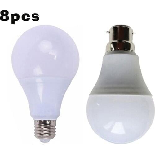 8PCS/lot LED Bulb Lamps E27 Screw B22 Bayonet Light Bulb 220V-240V Smart IC 3W 6W 9W 12W 15W 18W 21W Lampada LED Bombillas