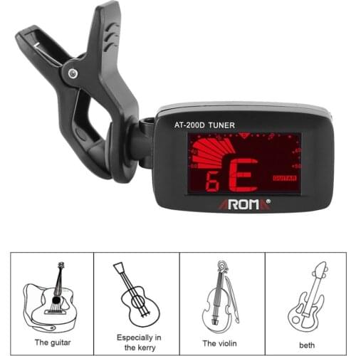 Aroma AT-200D High Quality Clip On Guitar Tuner Portable Universal Digital Tuner for Chromatic Guitar Bass Ukulele Violin