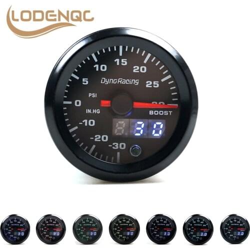 Lodenqc Car Meter Turbo Boost gauge 2'' 52mm Dual Display PSI 7 colors Led Boost meter with Stepper Motor