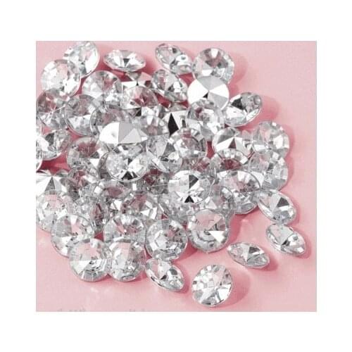 Free Shipping 1000 pcs / 12mm Acrylic Silver Diamond Table Scatter Confetti Silver Table Crystals Wedding Party Decoration