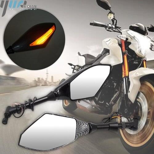 Motorcycle Indicator Rearview Side Mirrors & Integrated LED Turn Signals FOR KAWASAKI Honda Suzuki BMW Street bikes Scooters