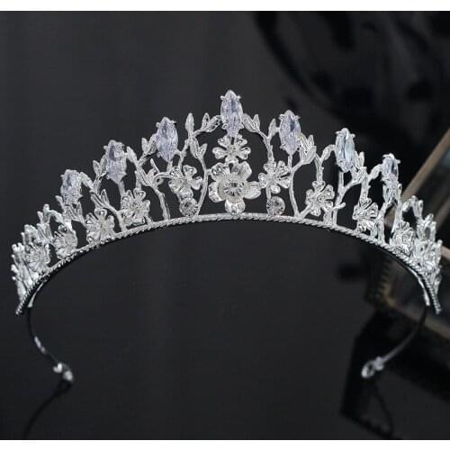 CC Tiaras and Crowns Hairband Wedding Hair Accessories For Bridal Women Luxury Party Hairwear Flower Shape CZ Stone Crown XY814