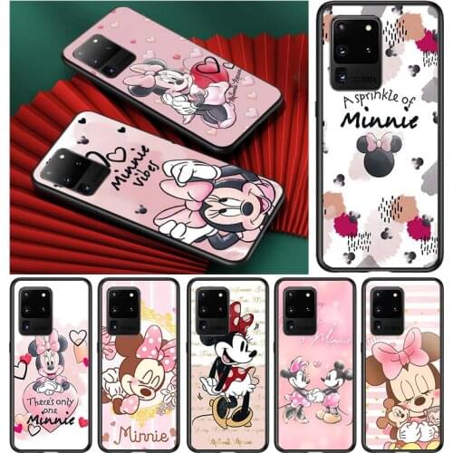 Pink Minnie Cartoon Cute for Samsung S20 FE Ultra Plus A91 A81 A71 A51 A41 A31 A21 A11 A72 A52 A42 A22 Soft Black Phone Case