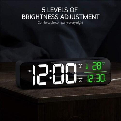Digital Alarm Clock Large LED Screen Date &Temp Display Snooze Easy Digital Clocks for Bedroom Bedside