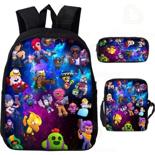 Shooter Kids Student Mr.P and Shooting Star, Game 3d Backpack Boys Girls Pencil Pencil Bag Baby Bag Shoot Shark Leon Child Bags