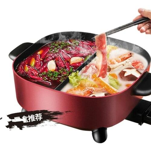 Electric Hot Pot Kitchen Pot Home Multi-function Plug Electric Cooker Electric Skillet Electric Divider Pot One Pot 6-8 People
