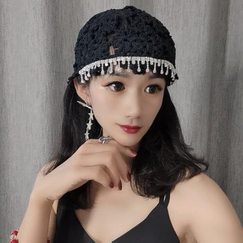 Europe and the exotic hand crochet cotton diamond female elegant temperament ball aristocratic tide skullies beanies