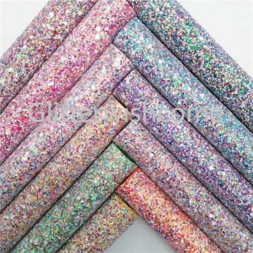 Glitterwishcome 21X29CM A4 Size Synthetic Leather, Chunky Glitter Leather, Faux PU Leather fabric Vinyl for Bows, GM665A