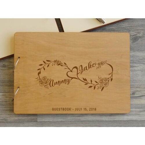 Personalized Rose flower Guest Book Engagement Gift for Couple Wedding Album Custom Guestbook Rustic G