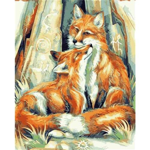 Dier Tekening Canvas Paint By Number Vos Gift Home Decor Handgeschilderd Wall Art 40X50cm Animal Foxhound